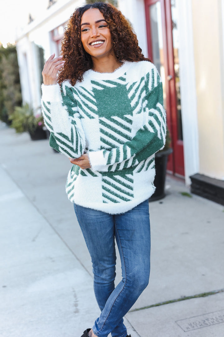 Under The Christmas Tree Green Plaid Soft Brushed Hairy Sweater-Haptics-[option4]-[option5]-[option6]-[option7]-[option8]-Shop-Boutique-Clothing-for-Women-Online