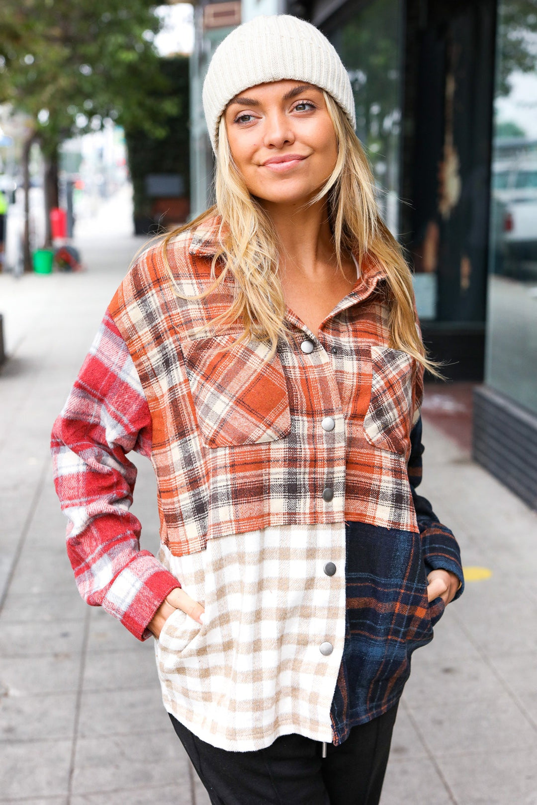 Catch Glances Muticolor Plaid Color Block Snap Button Shacket-Haptics-[option4]-[option5]-[option6]-[option7]-[option8]-Shop-Boutique-Clothing-for-Women-Online