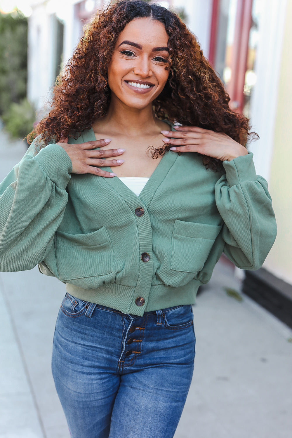 Weekend Ready Lime Green Boyfriend Button Down Cropped Jacket-Hem & Thread-[option4]-[option5]-[option6]-[option7]-[option8]-Shop-Boutique-Clothing-for-Women-Online