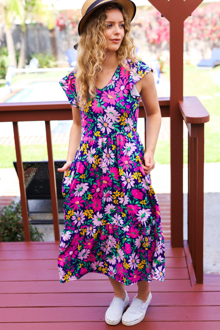 Diva Dreams Navy & Lilac Floral Fit & Flare Midi Dress-Haptics-[option4]-[option5]-[option6]-[option7]-[option8]-Shop-Boutique-Clothing-for-Women-Online