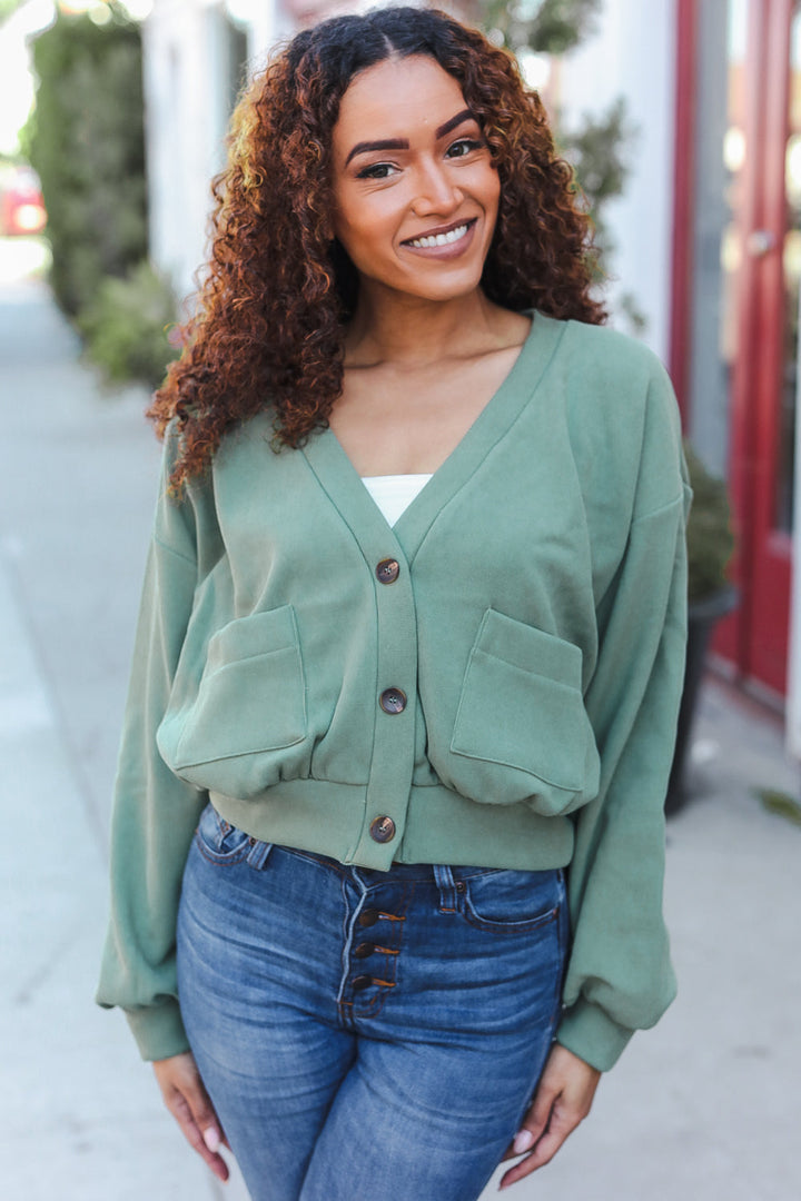 Weekend Ready Lime Green Boyfriend Button Down Cropped Jacket-Hem & Thread-[option4]-[option5]-[option6]-[option7]-[option8]-Shop-Boutique-Clothing-for-Women-Online