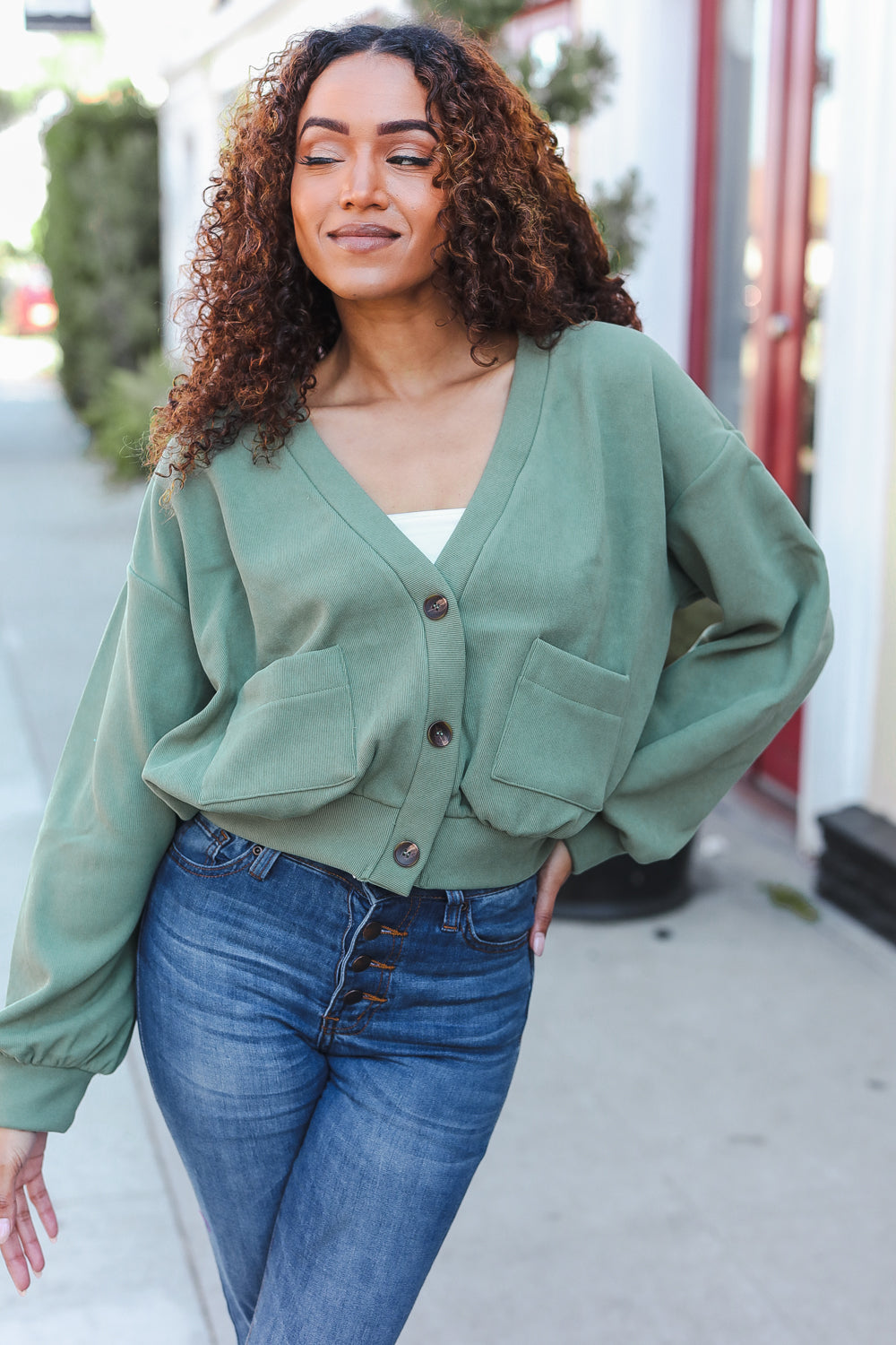 Weekend Ready Lime Green Boyfriend Button Down Cropped Jacket-Hem & Thread-[option4]-[option5]-[option6]-[option7]-[option8]-Shop-Boutique-Clothing-for-Women-Online