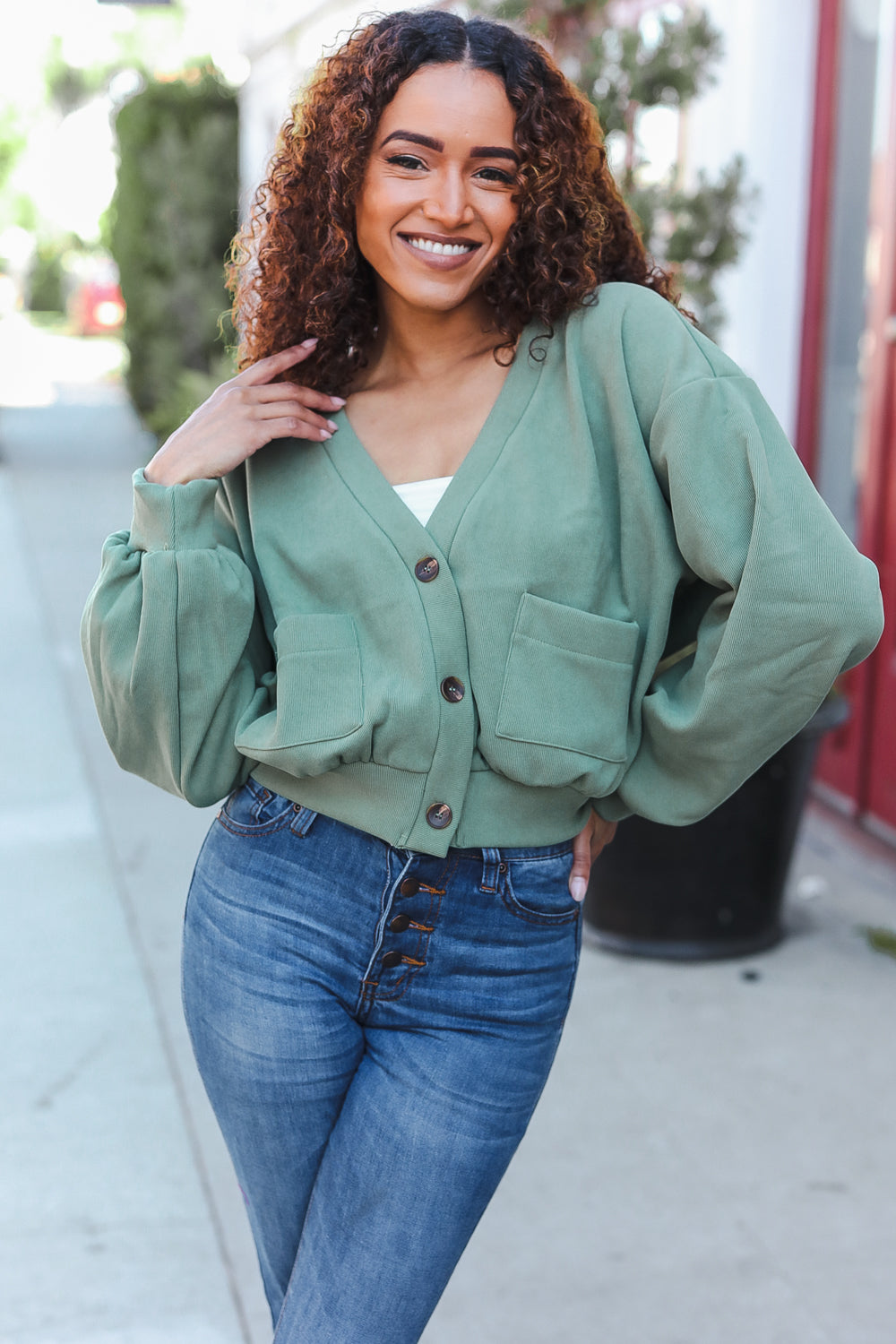 Weekend Ready Lime Green Boyfriend Button Down Cropped Jacket-Hem & Thread-[option4]-[option5]-[option6]-[option7]-[option8]-Shop-Boutique-Clothing-for-Women-Online