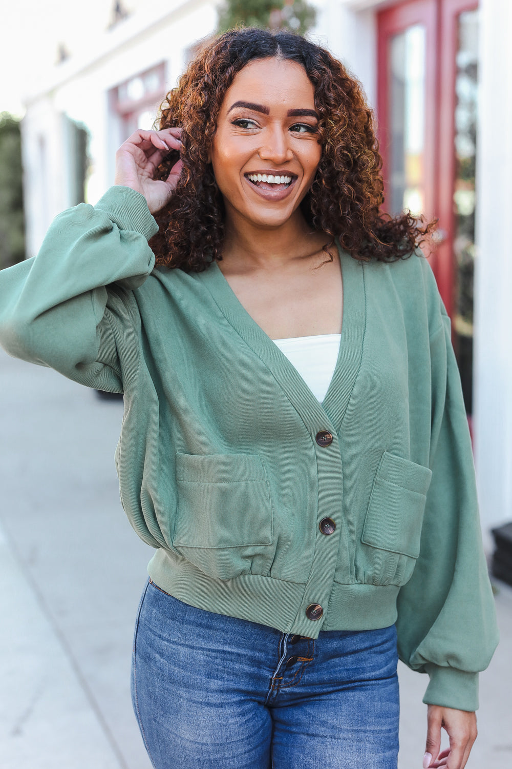 Weekend Ready Lime Green Boyfriend Button Down Cropped Jacket-Hem & Thread-[option4]-[option5]-[option6]-[option7]-[option8]-Shop-Boutique-Clothing-for-Women-Online