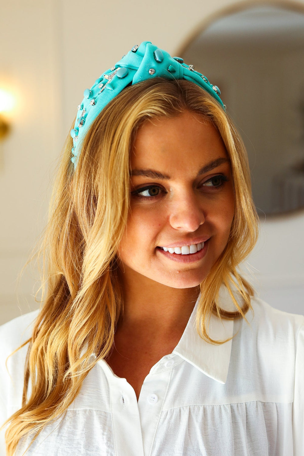Turquoise Stone & Gem Cowboy Boot Embellished Top Knot Headband-Jane Ruth-One Size Fits All-[option4]-[option5]-[option6]-[option7]-[option8]-Shop-Boutique-Clothing-for-Women-Online