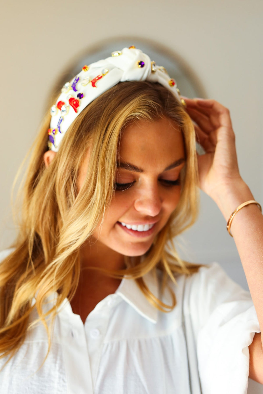 Red White & Blue Gem Cowboy Embellished Top Knot Headband-Jane Ruth-One Size Fits All-[option4]-[option5]-[option6]-[option7]-[option8]-Shop-Boutique-Clothing-for-Women-Online