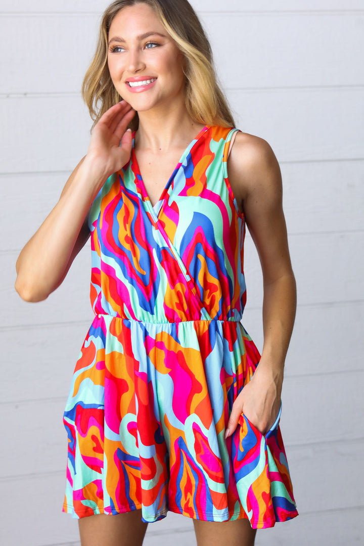 Vibrant Multicolor Abstract Sleeveless Surplice Romper-Haptics-[option4]-[option5]-[option6]-[option7]-[option8]-Shop-Boutique-Clothing-for-Women-Online