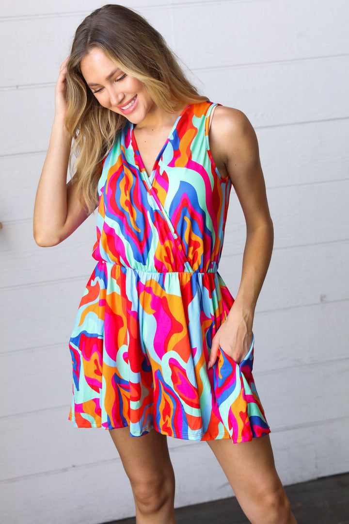 Vibrant Multicolor Abstract Sleeveless Surplice Romper-Haptics-[option4]-[option5]-[option6]-[option7]-[option8]-Shop-Boutique-Clothing-for-Women-Online