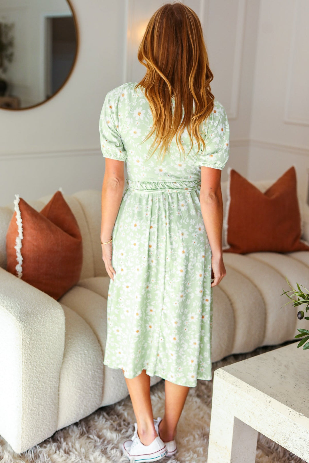 Sage Floral Print Fit & Flare Sash Belt V Neck Dress-Haptics-[option4]-[option5]-[option6]-[option7]-[option8]-Shop-Boutique-Clothing-for-Women-Online