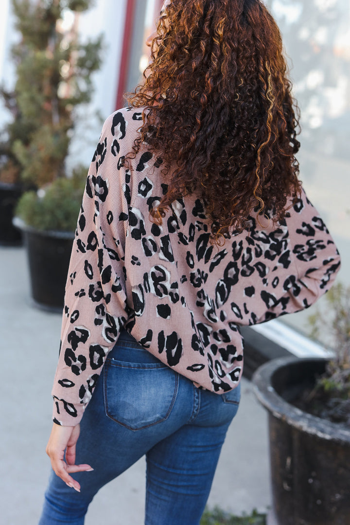 Be Bold Beige Rib Animal Print Button Placard Dolman Pullover-MTS-[option4]-[option5]-[option6]-[option7]-[option8]-Shop-Boutique-Clothing-for-Women-Online