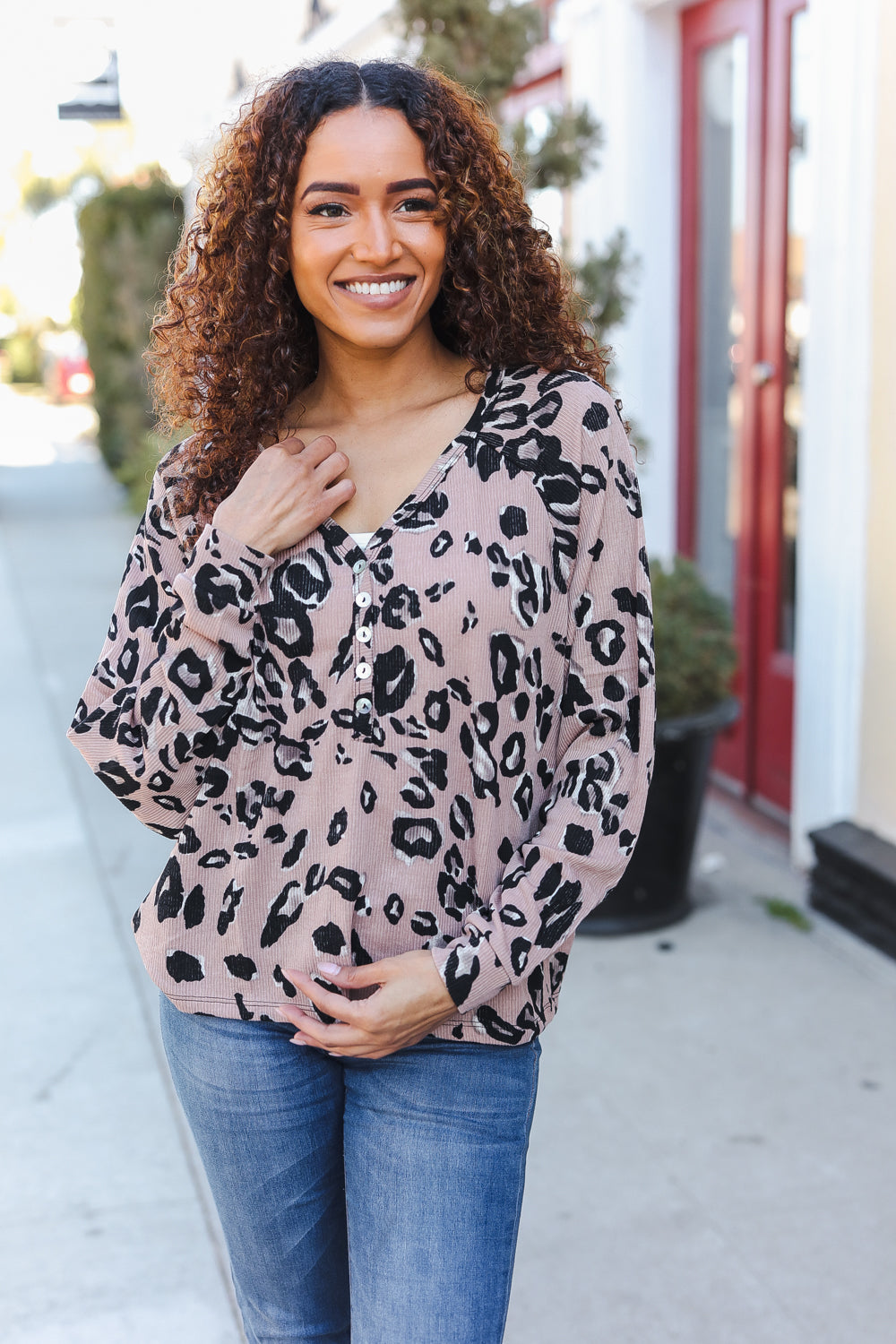 Be Bold Beige Rib Animal Print Button Placard Dolman Pullover-MTS-[option4]-[option5]-[option6]-[option7]-[option8]-Shop-Boutique-Clothing-for-Women-Online