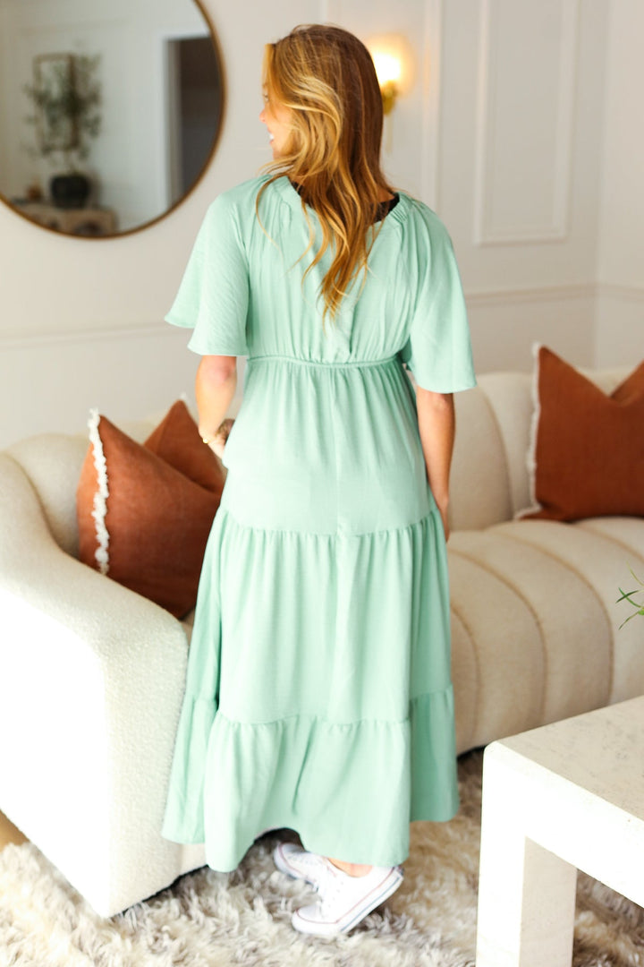 Mint Elastic V Neck Tiered Maxi Dress-Haptics-Small-[option4]-[option5]-[option6]-[option7]-[option8]-Shop-Boutique-Clothing-for-Women-Online