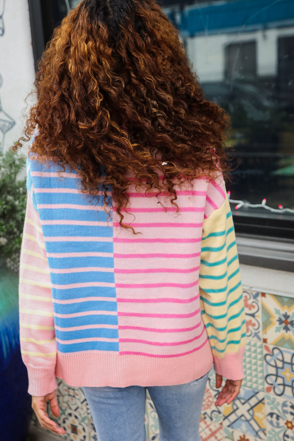 Perfectly Poised Blush & Blue Stripe Half Zip Up Oversized Sweater-Haptics-[option4]-[option5]-[option6]-[option7]-[option8]-Shop-Boutique-Clothing-for-Women-Online