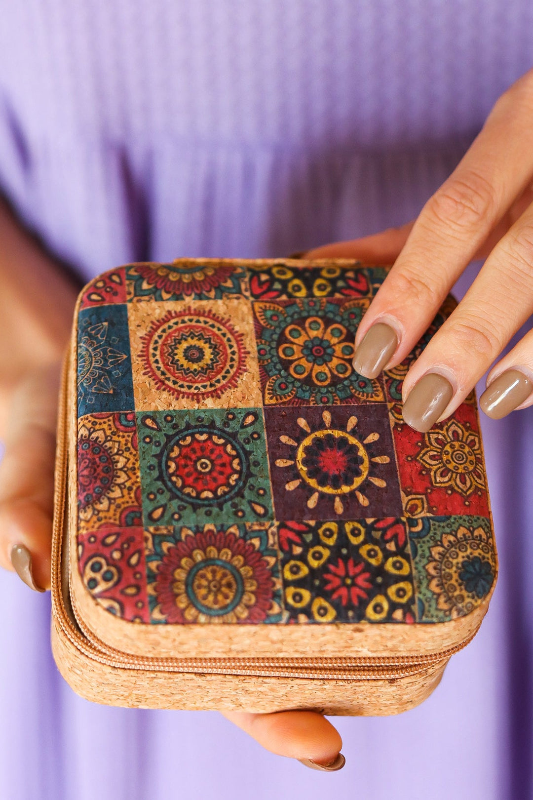 Mandala Patchwork & Cork Travel Jewelry Box-CC Exclusives-One Size Fits All-[option4]-[option5]-[option6]-[option7]-[option8]-Shop-Boutique-Clothing-for-Women-Online
