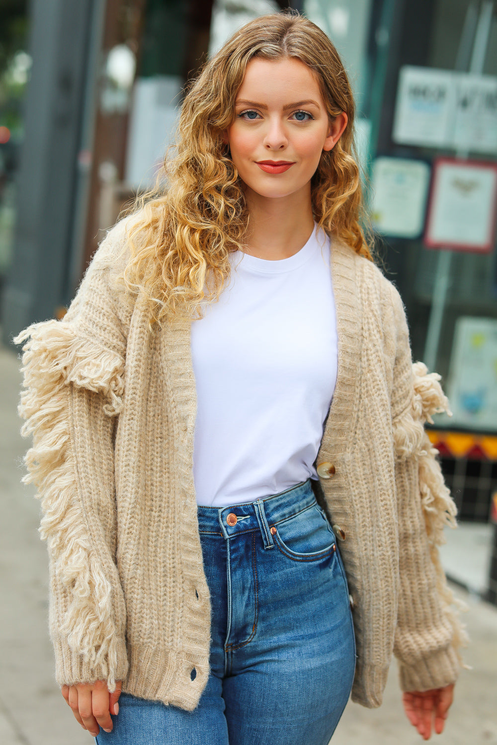 Weekend Ready Oatmeal V Neck Fringe Chunky Cable Cardigan-Haptics-[option4]-[option5]-[option6]-[option7]-[option8]-Shop-Boutique-Clothing-for-Women-Online