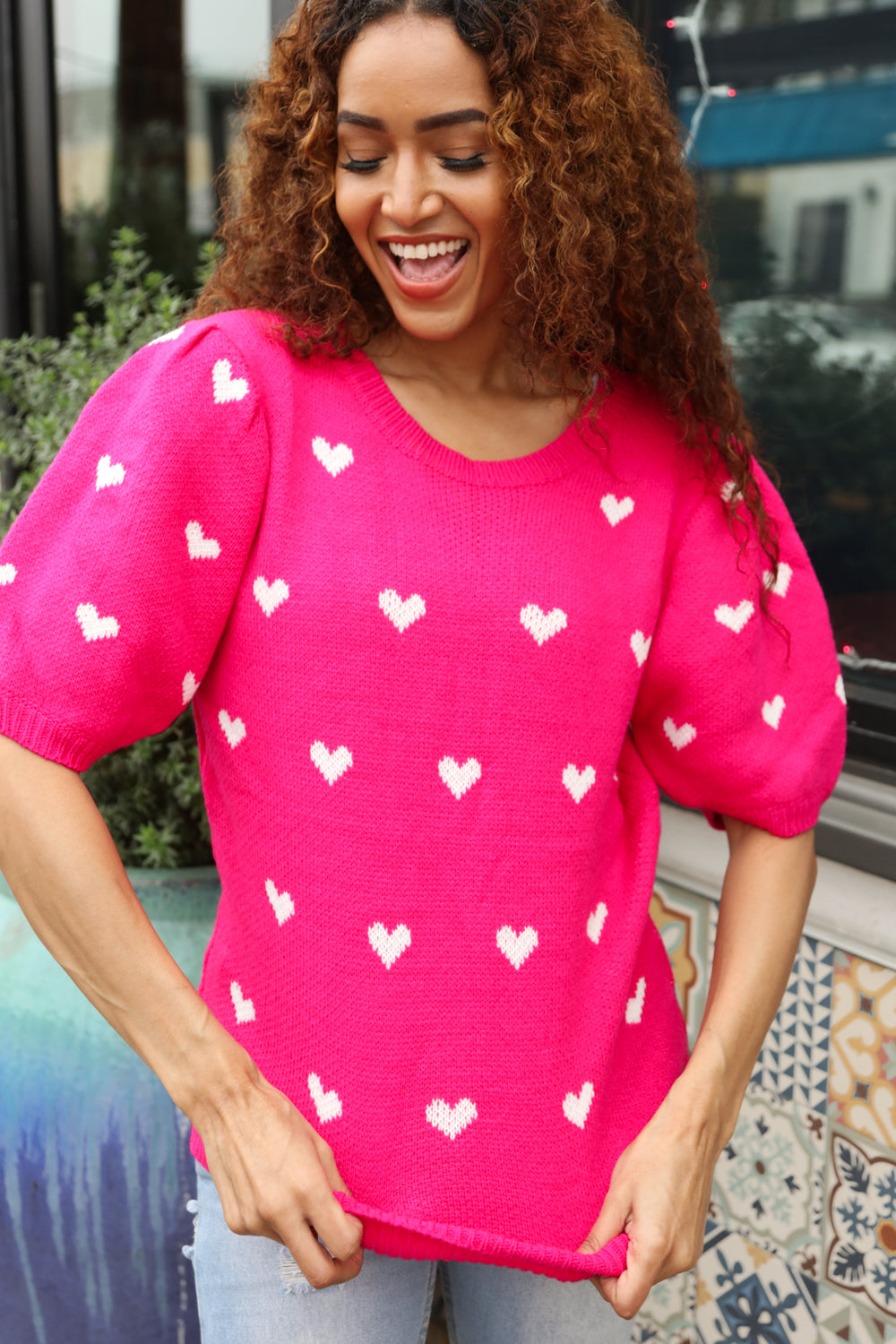 Be Mine Pink & White Heart Oversized Jacquard Sweater-Haptics-[option4]-[option5]-[option6]-[option7]-[option8]-Shop-Boutique-Clothing-for-Women-Online