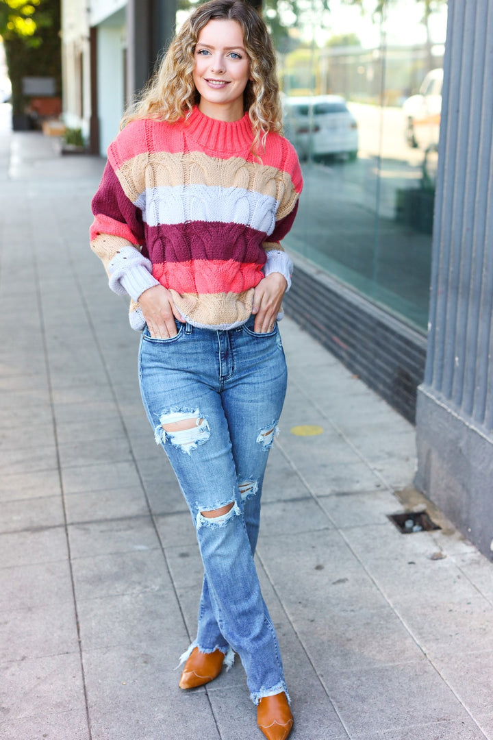 Fall For You Rust Multicolor Stripe Cable Knit Mock Neck Sweater-Haptics-[option4]-[option5]-[option6]-[option7]-[option8]-Shop-Boutique-Clothing-for-Women-Online