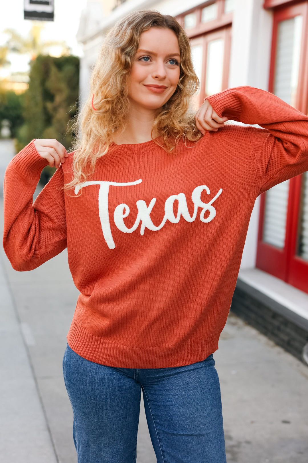Haptics Game Day Burnt Orange "Texas" Embroidery Pop Up Sweater-Bloom 2023 Winter Sale-[option4]-[option5]-[option6]-[option7]-[option8]-Shop-Boutique-Clothing-for-Women-Online