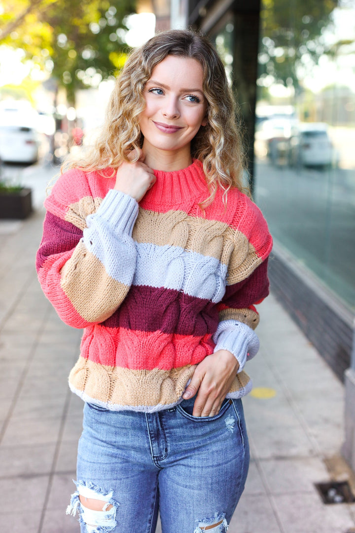 Fall For You Rust Multicolor Stripe Cable Knit Mock Neck Sweater-Haptics-[option4]-[option5]-[option6]-[option7]-[option8]-Shop-Boutique-Clothing-for-Women-Online