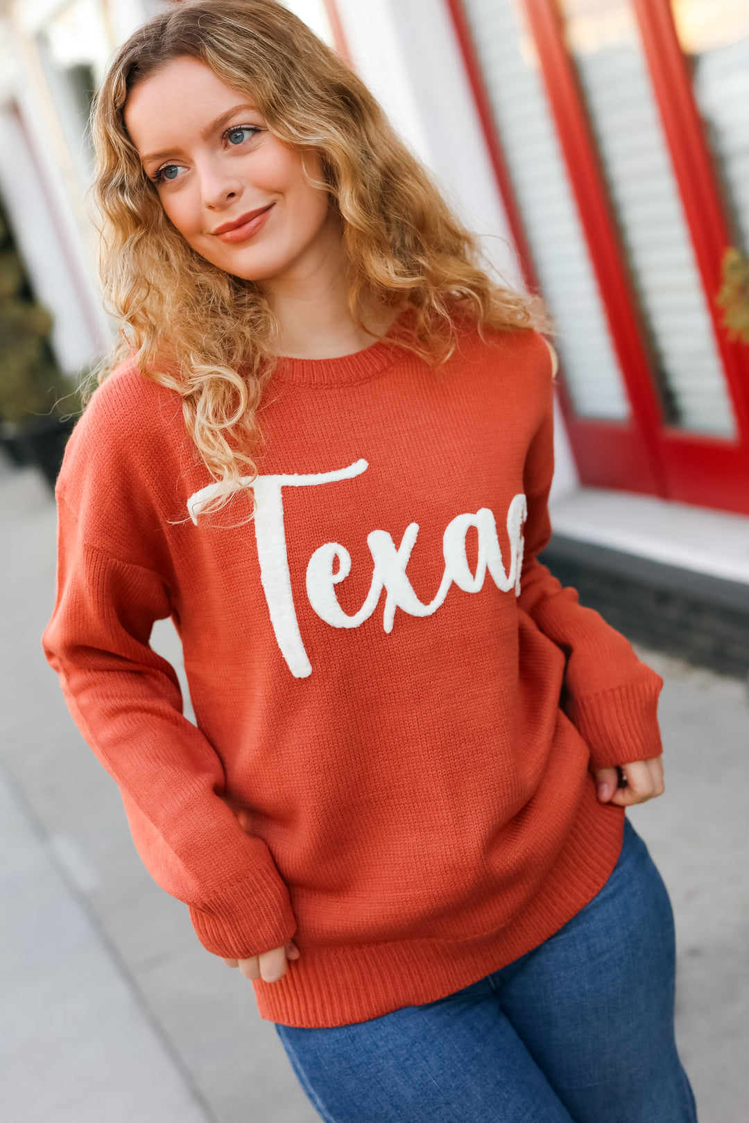 Haptics Game Day Burnt Orange "Texas" Embroidery Pop Up Sweater-Bloom 2023 Winter Sale-[option4]-[option5]-[option6]-[option7]-[option8]-Shop-Boutique-Clothing-for-Women-Online