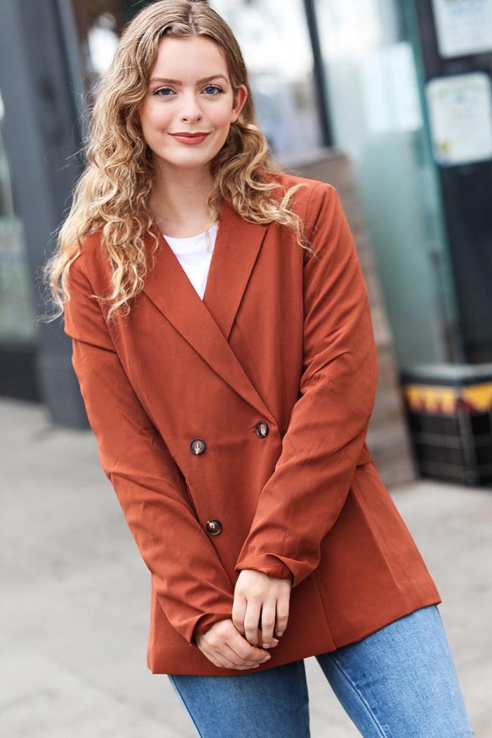 Haptics Going Up Rust Double Button Collar Lapel Blazer-Haptics-[option4]-[option5]-[option6]-[option7]-[option8]-Shop-Boutique-Clothing-for-Women-Online