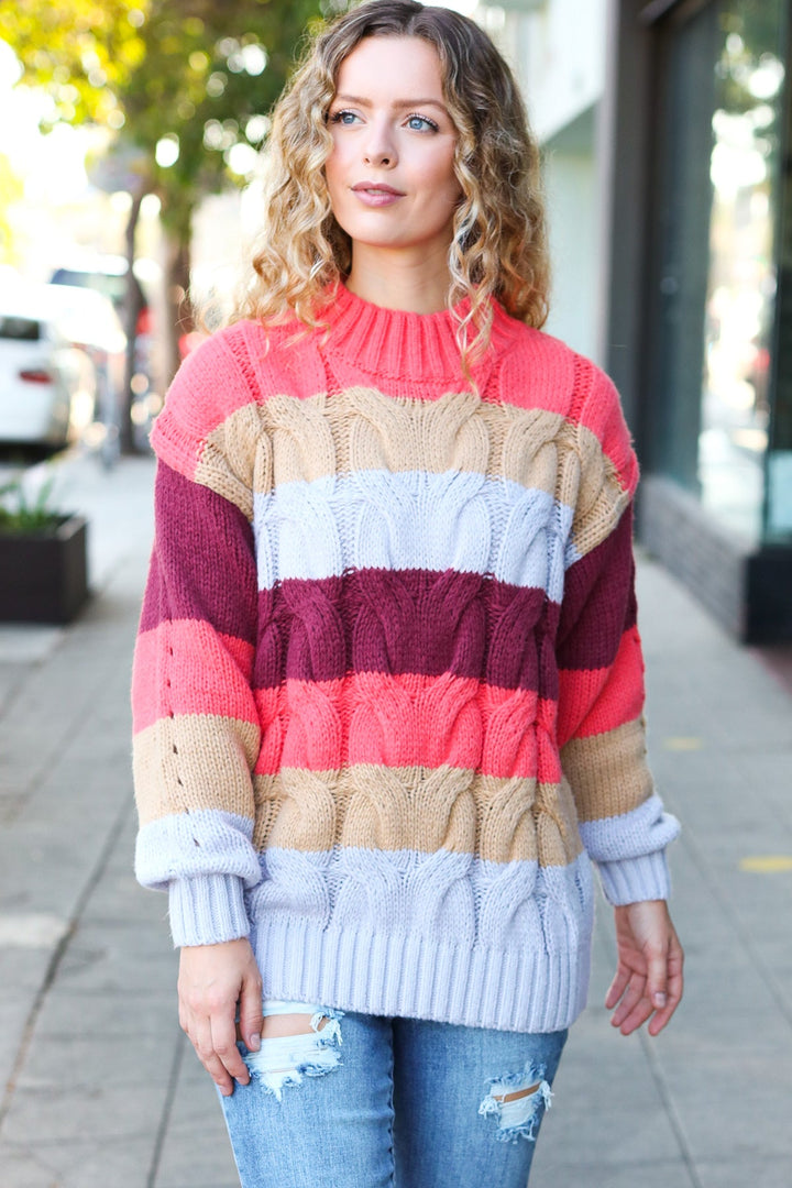 Fall For You Rust Multicolor Stripe Cable Knit Mock Neck Sweater-Haptics-[option4]-[option5]-[option6]-[option7]-[option8]-Shop-Boutique-Clothing-for-Women-Online