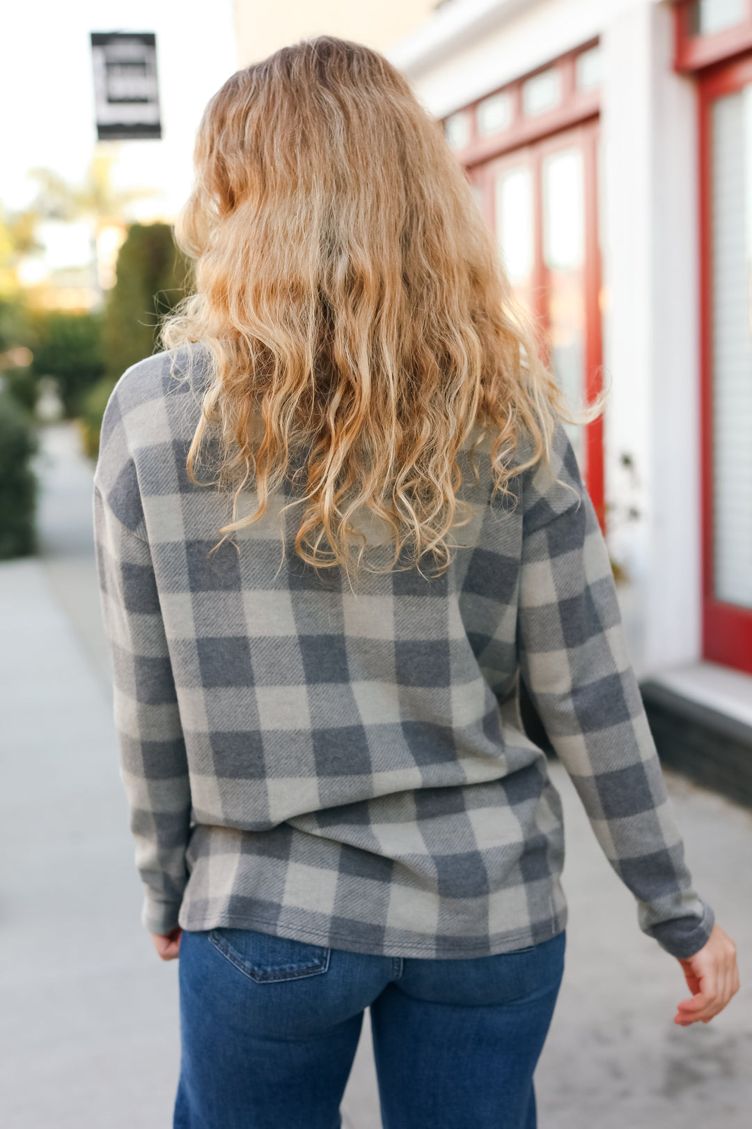 Check It Out Olive Grey Checker Plaid Hacci Pullover-Haptics-[option4]-[option5]-[option6]-[option7]-[option8]-Shop-Boutique-Clothing-for-Women-Online