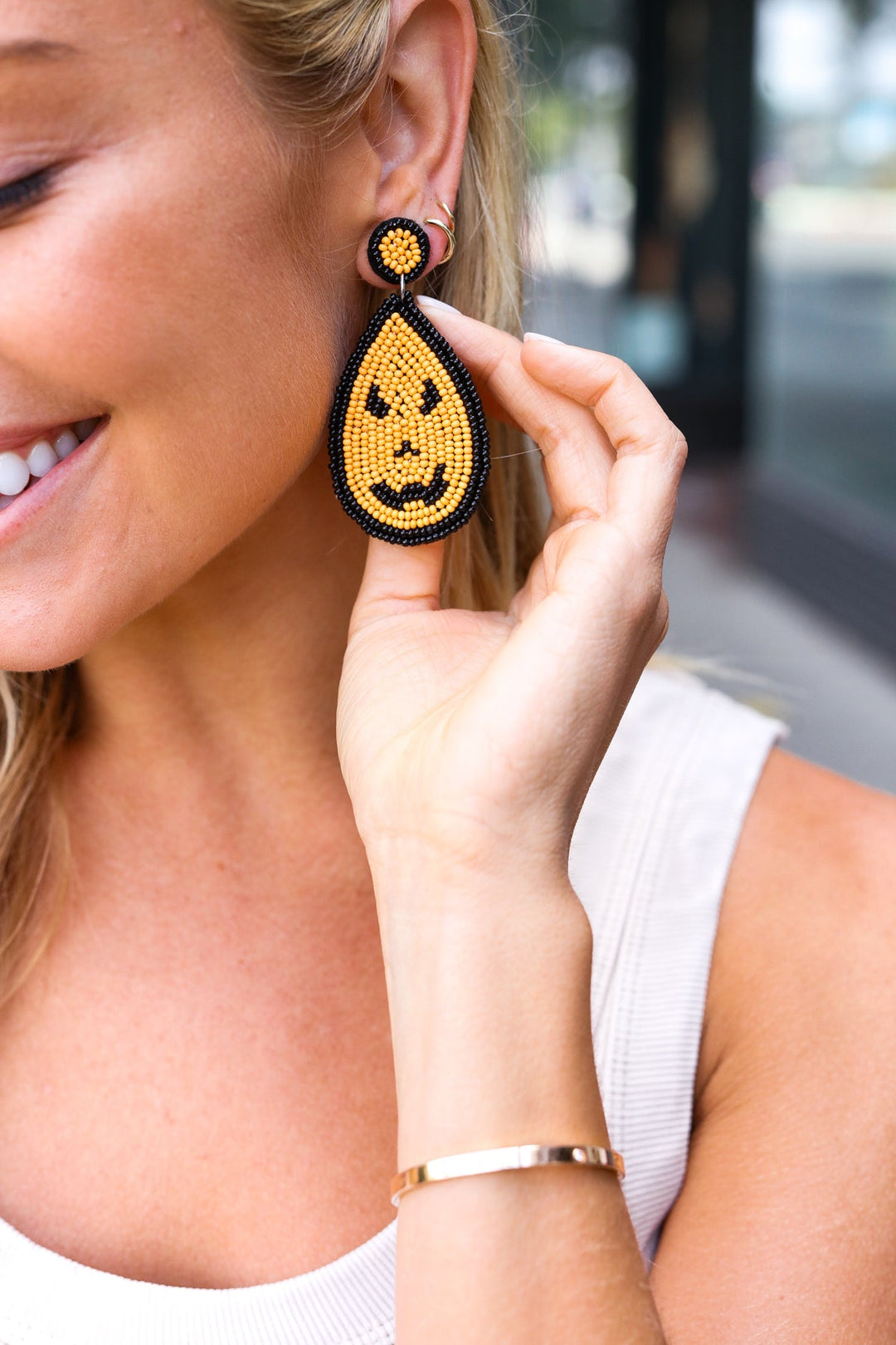 Orange & Black Jack-O-Lantern Teardrop Earrings-ICON-One Size Fits All-[option4]-[option5]-[option6]-[option7]-[option8]-Shop-Boutique-Clothing-for-Women-Online