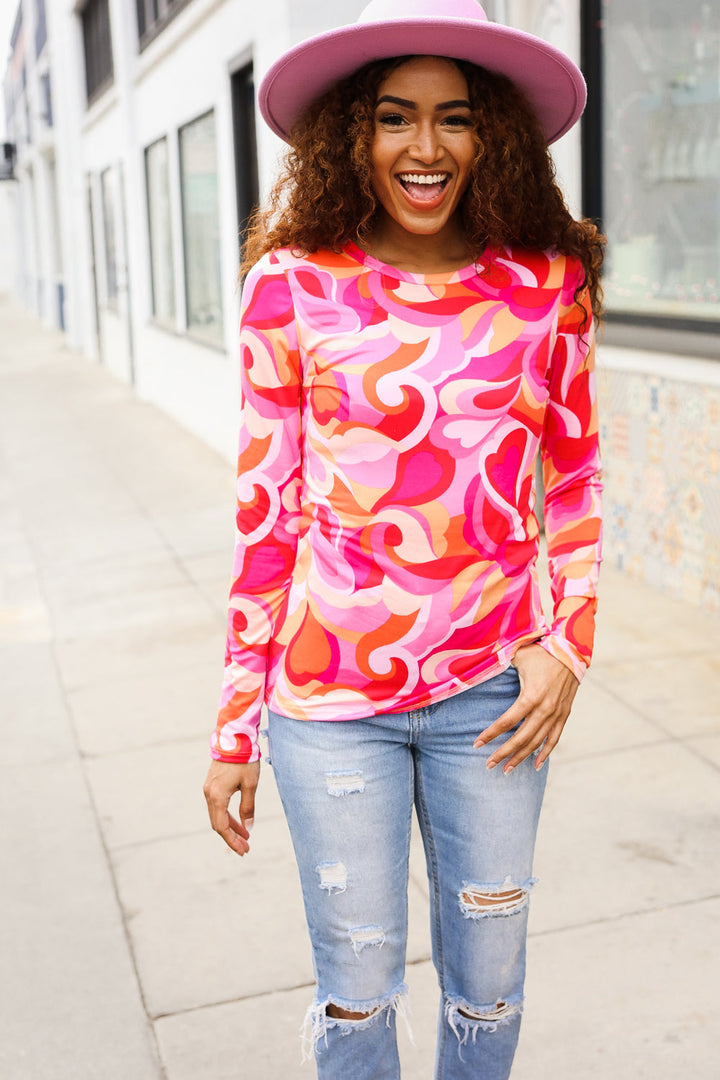 Find Love Red/Pink Fitted Floral Print Buttery Soft Knit Top-Haptics-[option4]-[option5]-[option6]-[option7]-[option8]-Shop-Boutique-Clothing-for-Women-Online