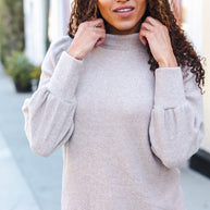 Zenana Stay Awhile Taupe Brushed Melange Puff Short Sleeve Sweater-Zenana-[option4]-[option5]-[option6]-[option7]-[option8]-Shop-Boutique-Clothing-for-Women-Online