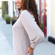 Zenana Stay Awhile Taupe Brushed Melange Puff Short Sleeve Sweater-Zenana-[option4]-[option5]-[option6]-[option7]-[option8]-Shop-Boutique-Clothing-for-Women-Online