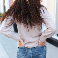 Zenana Stay Awhile Taupe Brushed Melange Puff Short Sleeve Sweater-Zenana-[option4]-[option5]-[option6]-[option7]-[option8]-Shop-Boutique-Clothing-for-Women-Online