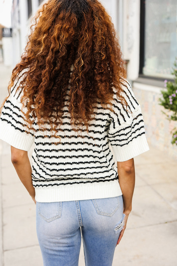 You've Got This Ivory & Black Wavy Stripe Pattern Sweater Top-Haptics-[option4]-[option5]-[option6]-[option7]-[option8]-Shop-Boutique-Clothing-for-Women-Online