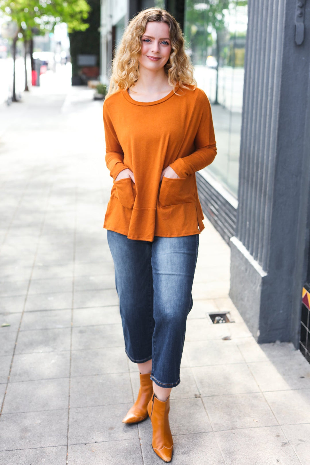 Rust Hacci Dolman Pocketed Sweater Top-Haptics-[option4]-[option5]-[option6]-[option7]-[option8]-Shop-Boutique-Clothing-for-Women-Online