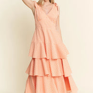 Jade By Jane Sleeveless Gingham Print Tiered Midi Dress-Dresses-Trendsi-[option4]-[option5]-[option6]-[option7]-[option8]-Shop-Boutique-Clothing-for-Women-Online