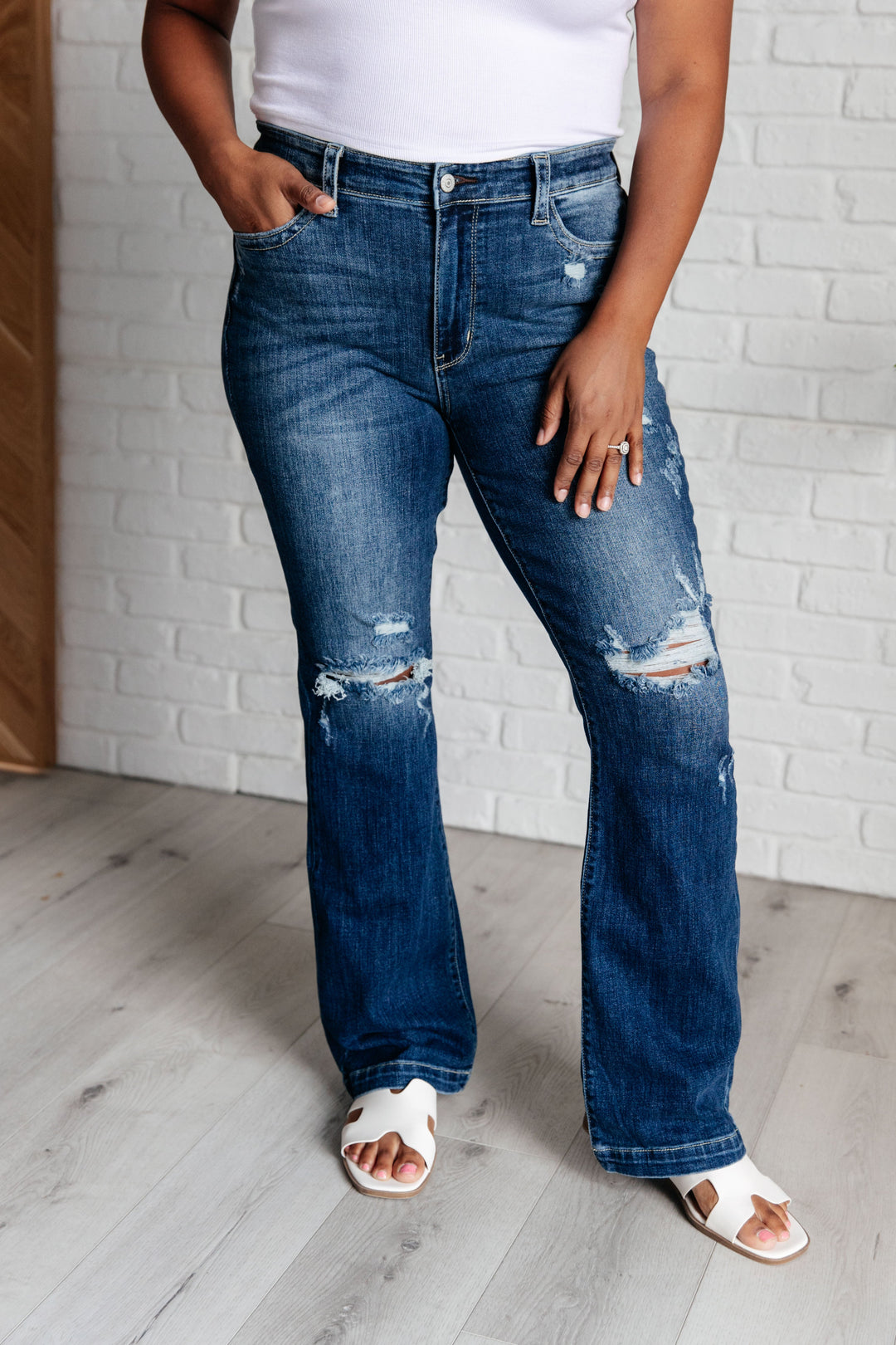 Judy Blue Mila Mid Rise Distressed Bootcut Jeans-Womens-Ave Shops-[option4]-[option5]-[option6]-[option7]-[option8]-Shop-Boutique-Clothing-for-Women-Online