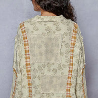 POL Raw Hem Zip Up Floral Jacket with Plaid and Crochet Patch-Jacket-Trendsi-[option4]-[option5]-[option6]-[option7]-[option8]-Shop-Boutique-Clothing-for-Women-Online