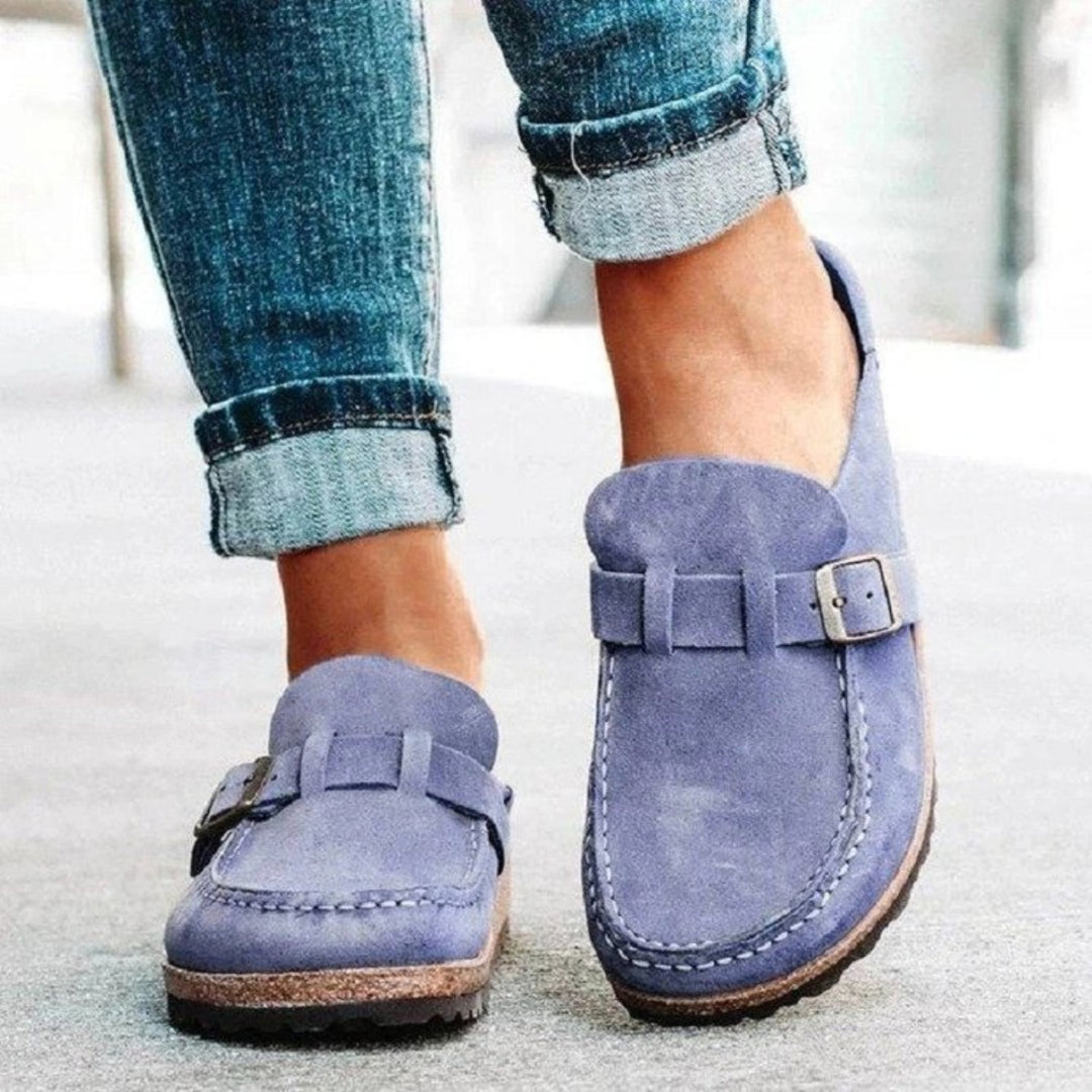 Round Toe Low Heel Buckle Loafers-Trendsi-Blue Purple-35(US4)-[option4]-[option5]-[option6]-[option7]-[option8]-Shop-Boutique-Clothing-for-Women-Online