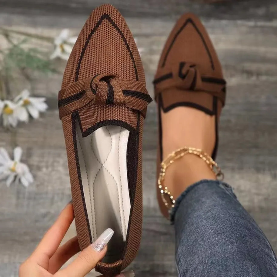 Bow Contrast Trim Point Toe Loafers-Flats-Trendsi-[option4]-[option5]-[option6]-[option7]-[option8]-Shop-Boutique-Clothing-for-Women-Online