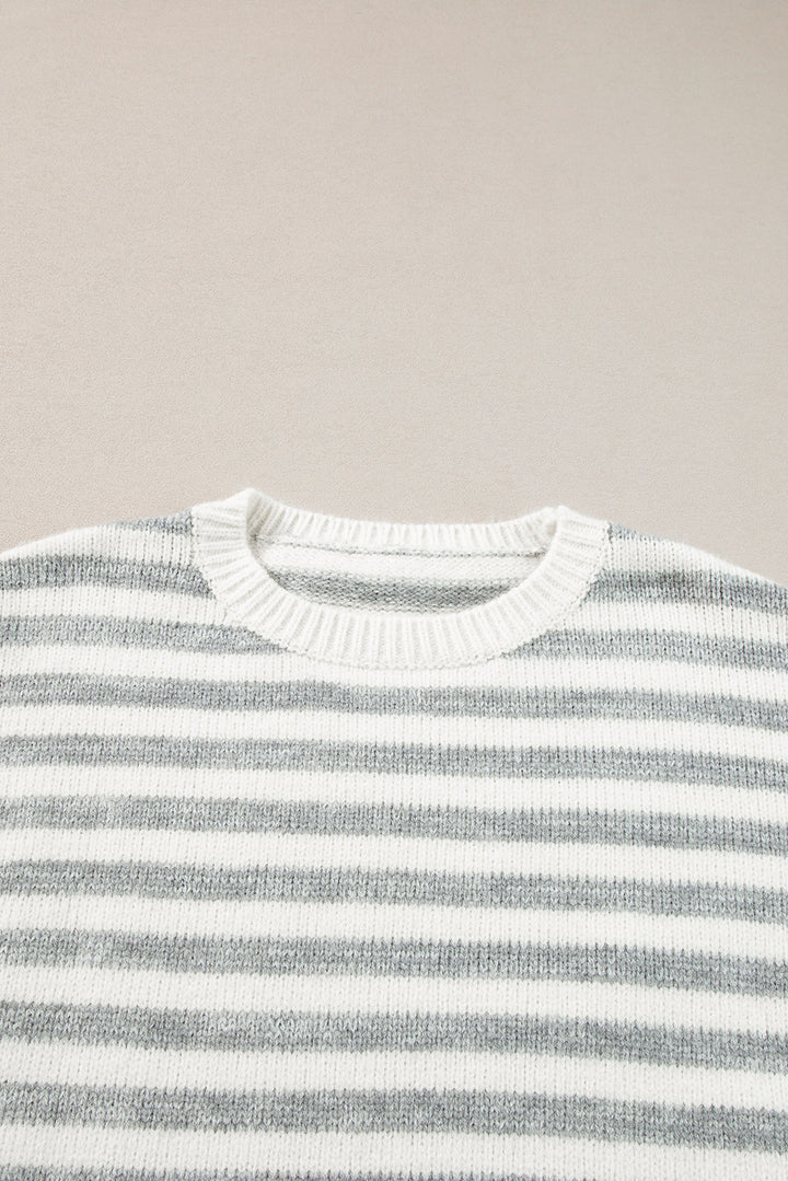 Striped Round Neck Dropped Shoulder Sweater-Trendsi-[option4]-[option5]-[option6]-[option7]-[option8]-Shop-Boutique-Clothing-for-Women-Online