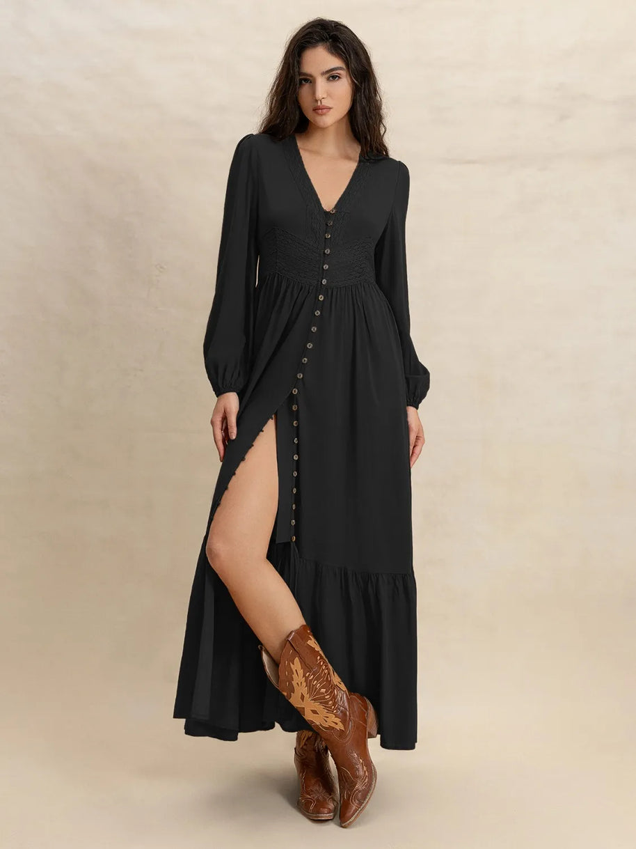 V-Neck Long Sleeve Dress-Dresses-Trendsi-[option4]-[option5]-[option6]-[option7]-[option8]-Shop-Boutique-Clothing-for-Women-Online