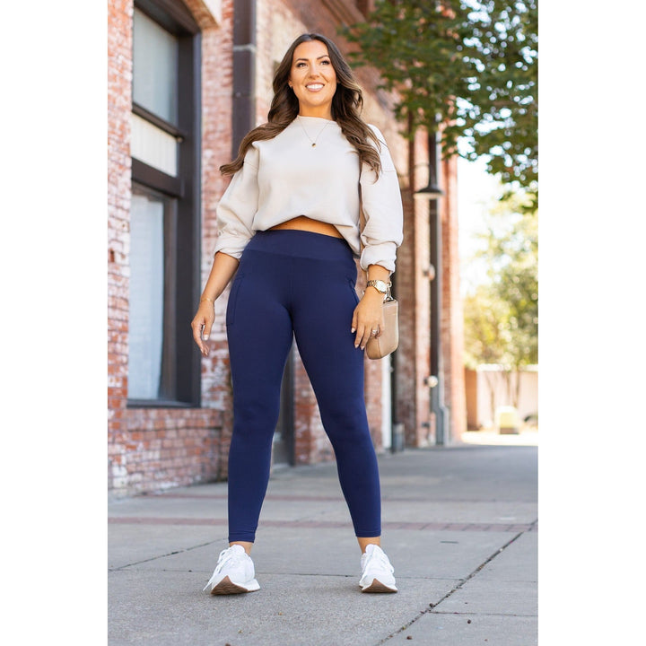 Navy Full-Length with Pocket Leggings - Luxe Leggings by Julia Rose®-JuliaRoseWholesale-[option4]-[option5]-[option6]-[option7]-[option8]-Shop-Boutique-Clothing-for-Women-Online