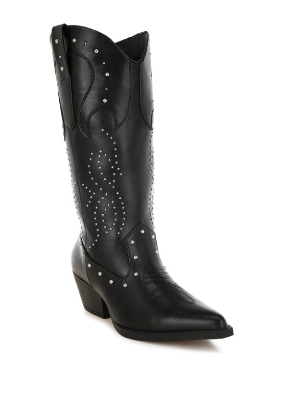 Dockery Studs Embellished Cowboy Boots-Rag Company-[option4]-[option5]-[option6]-[option7]-[option8]-Shop-Boutique-Clothing-for-Women-Online