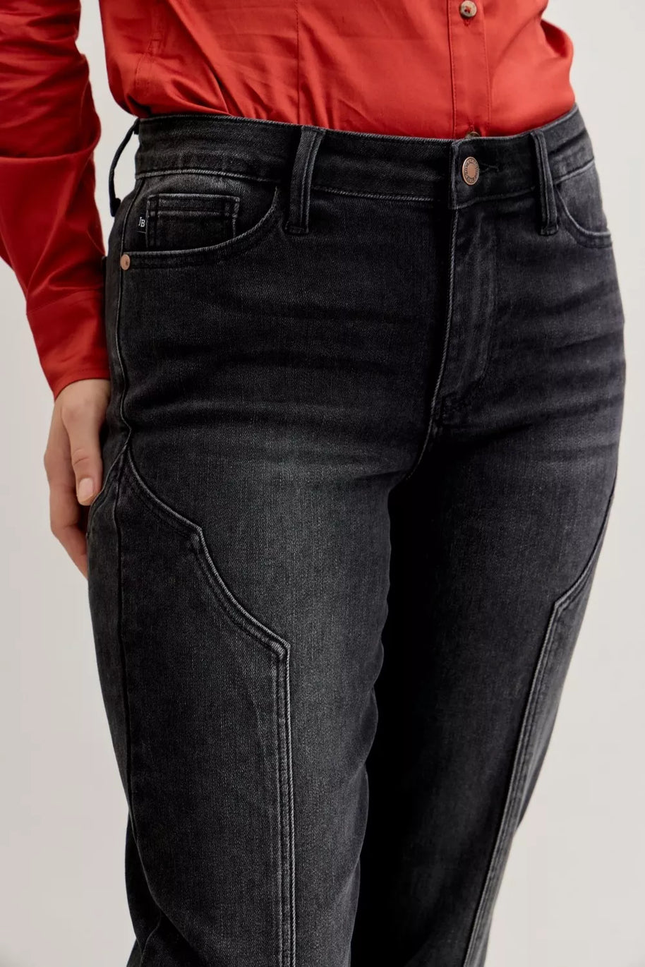 Judy Blue Mid Rise Straight Western Seam Detail Jeans-Jeans-Trendsi-[option4]-[option5]-[option6]-[option7]-[option8]-Shop-Boutique-Clothing-for-Women-Online