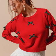 SO ME Ribbon Bow Applique Sweater-Sweaters-Trendsi-[option4]-[option5]-[option6]-[option7]-[option8]-Shop-Boutique-Clothing-for-Women-Online