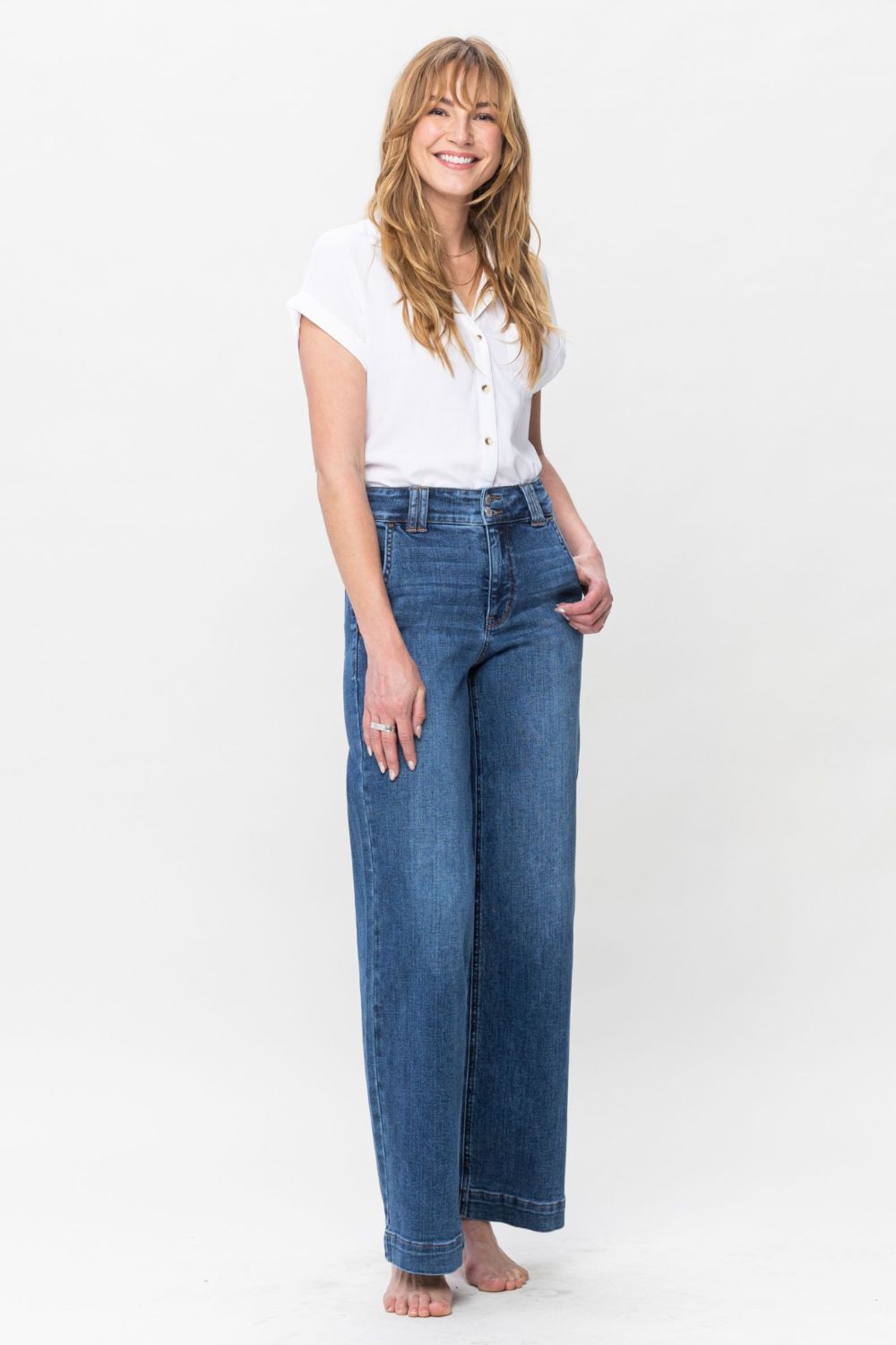 Judy Blue Double Button Wide Leg Trouser Jeans-Trendsi-[option4]-[option5]-[option6]-[option7]-[option8]-Shop-Boutique-Clothing-for-Women-Online