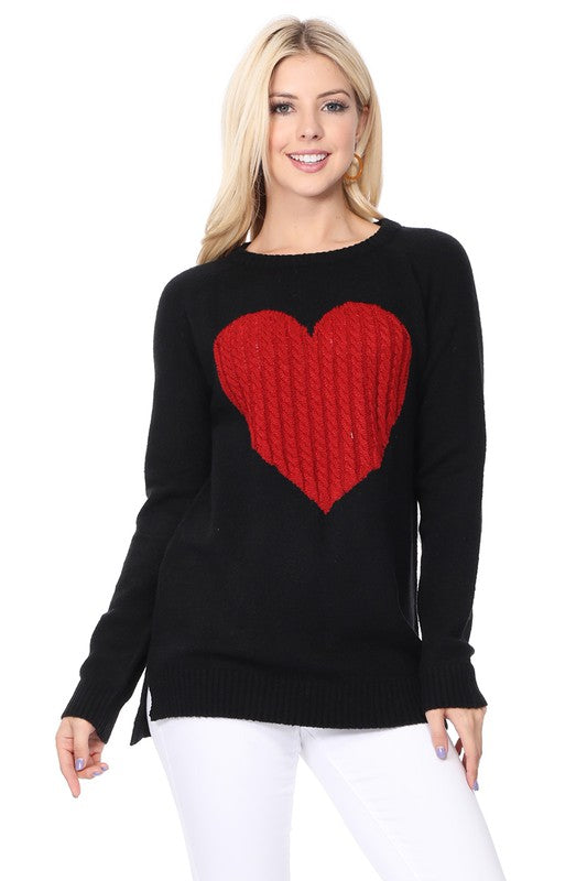 Cozy Heart Jacquard Round Neck Pullover Sweater-Mak-Black/Red-S-[option4]-[option5]-[option6]-[option7]-[option8]-Shop-Boutique-Clothing-for-Women-Online