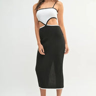 MABLE Ribbed Knit Color Block Cutout Midi Dress-Dresses-Trendsi-[option4]-[option5]-[option6]-[option7]-[option8]-Shop-Boutique-Clothing-for-Women-Online