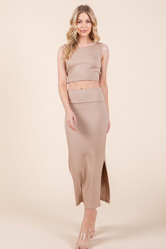 Twist Back Heavy Ribbed Skirt Set-Orange Farm Clothing-[option4]-[option5]-[option6]-[option7]-[option8]-Shop-Boutique-Clothing-for-Women-Online