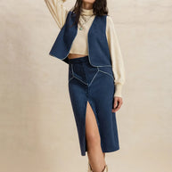 Open Front Vest and Buttoned Skirt Set-sets-Trendsi-[option4]-[option5]-[option6]-[option7]-[option8]-Shop-Boutique-Clothing-for-Women-Online